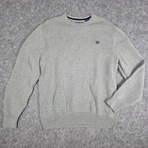 Chaps Ralph Lauren Crewneck Pullover Sweater Cotton Gray Crest Logo Men's Medium